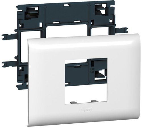 Суппорт с рамкой Legrand Mosaic 2 мод. для кабель-канала DLP с крышкой 85мм белый фото Суппорт с рамкой Legrand Mosaic 2 мод. для кабель-канала DLP с крышкой 85мм белый картинка